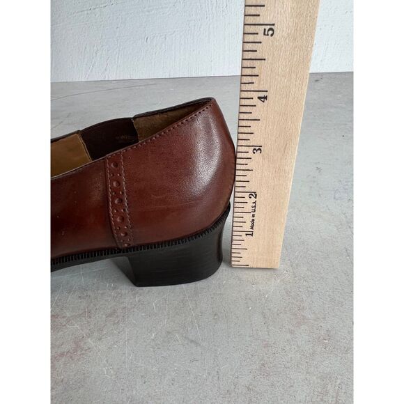 Vintage Unisa Brown Leather Brogue Slip-On Heels Classic Classy Capsule 80s 90s - Picture 4 of 11